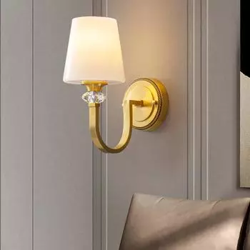 полностью медный американский настенный светильник спальня ночник европейское освещение современный простой гостиная креативный коридор настенный светильник чёрный