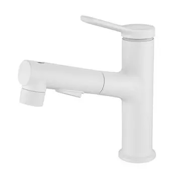 Полностью медный белый выдвижной кран для раковины для бытовой ванной комнаты, смеситель холодной и горячей воды, многофункциональный телескопический кран для раковины