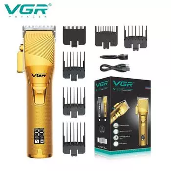 Полностью металлическая регулируемая машинка для стрижки, мужская машинка для стрижки волос, светодиодная машинка для стрижки волос, Золотая Золотая машинка для стрижки, парикмахерская, профессиональный полный набор