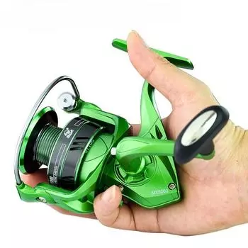 Полностью металлическая рыболовная катушка с вертлюгом серии 1000-7000, 12 кг, максимальное сопротивление, карп, прочная металлическая шпуля 5,2:1/4,7:1 Аксессуары для катушек с высоким коэффициентом скорости 1000 Series зелёный