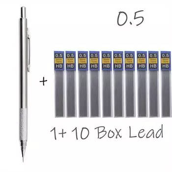 Полностью металлические механические карандаши 0.3, 0.5, 0.7, 0.9, 1.3 2.0 мм Стержни для заправки Искусство, Письмо, Эскизы Выдвижной дизайн