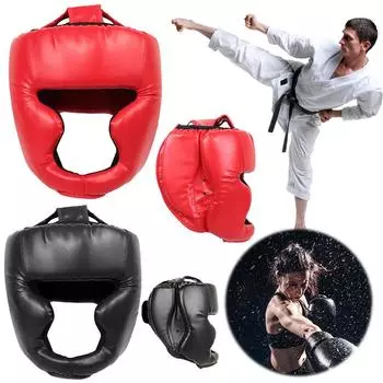 Полностью покрытый утолщенный тренировочный шлем для каратэ, муай-тай, тхэквондо, боксерская защитная экипировка для мужчин, женщин и детей Children чёрный