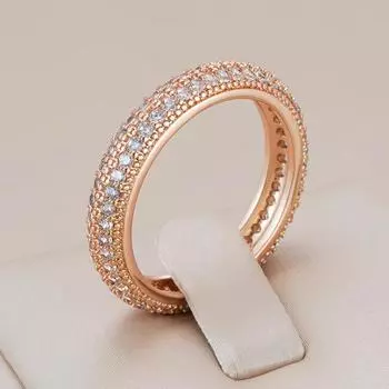 Полностью проложенные сверкающие двойные циркониевые золотые глянцевые кольца на палец для женщин и мужчин, роскошные ювелирные изделия 7