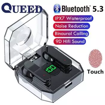 Полностью прозрачная Bluetooth-гарнитура, беспроводные высококачественные мужские наушники-вкладыши чёрный