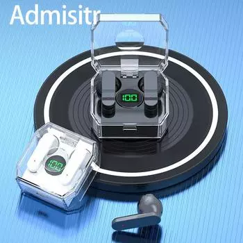 Полностью прозрачные беспроводные наушники Bluetooth с высоким внешним видом. Новые полувкладыши для мужчин и женщин. чёрный