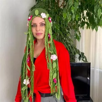 Полностью ручная вязка на Хэллоуин, креативный, забавный, цельный капюшон и маска в виде рога дьявола Children 48-52cm