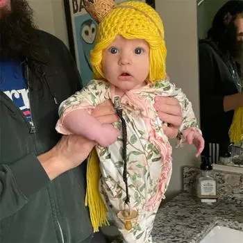 Полностью ручная вязка на Хэллоуин, креативный, забавный, цельный капюшон и маска в виде рога дьявола Child 48-54cm