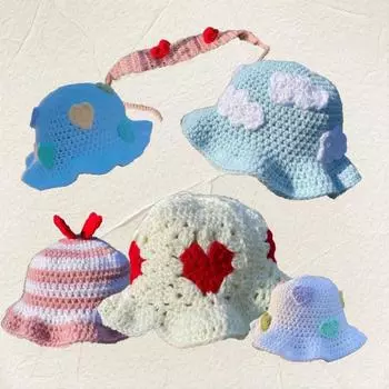 Полностью ручная вязка, взрослая шапка с плиссированным кружевом и оборками Adult 56-59cm