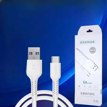 Полностью совместимый кабель для быстрой зарядки 5A подходит для Android, Apple, Xiaomi, быстрая зарядка мобильного телефона, кабель для быстрой зарядки и передачи данных X03 Huawei wide port 1 meter