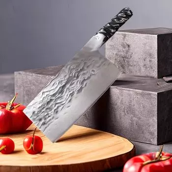Полностью стальной интегрированный кованый кухонный нож ручной ковки 50Cr15mov ручной ковки разделочный и режущий нож двойного назначения
