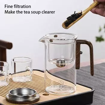 Полностью стеклянный вкладыш, элегантный чайник для заваривания чая, большая емкость, заварочный чайник из боросиликатного стекла, идеальный подарок для семьи