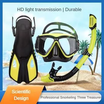 Полностью сухая маска для дайвинга, дыхательная трубка, ласты, подводное плавание, комплект из трех предметов, спортивное снаряжение для дайвинга на открытом воздухе, очки для дайвинга для взрослых, комплект для подводного плавания XS(32-36) розовый