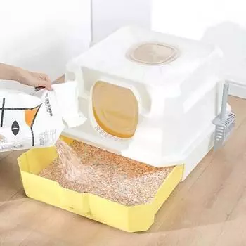 Полностью закрытые песочницы для кошек, складной дизайн, кошачий туалет, удобный ящик, кошачий туалет, отпугиватель пыли и запахов, товары для животных 53x53x40cm зелёный