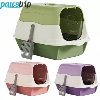 Полностью закрытый кошачий туалет, большой емкости, горшки для кошек, подстилки для кроликов, мелких животных, кошачий лоток, товары для животных синий