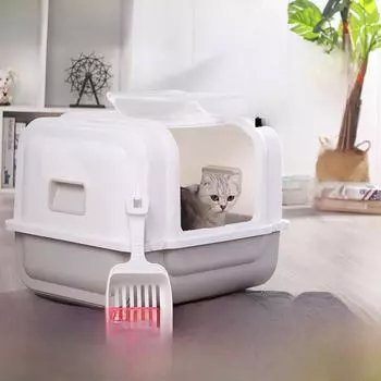 Полностью закрытый кошачий туалет Carofer Extra Large с верхним входом 584542cm бронзовый/коричневый