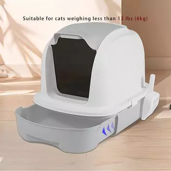 Полностью закрытый ящик для кошачьего туалета с откидной дверцей, ящик для кошачьего туалета с защитой от брызг и пластиковой лопаткой, кошачий туалет с защитой от запаха для домашних кошек зелёный