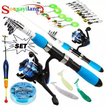 Полные комплекты удочек, телескопическая удочка и катушка, наживка, крючок, набор удочек для путешествий в соленой и пресной воде