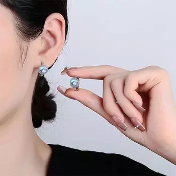 Полные круглые серьги Серьги с лунным камнем Посеребренные серьги с родиевым покрытием Серьги-цепочки синий