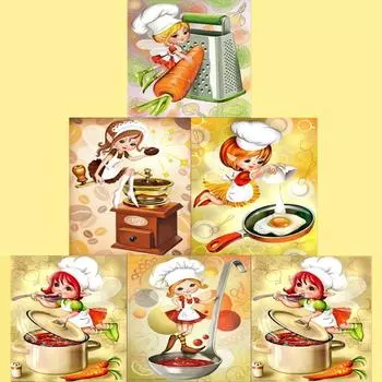 Полный 30X30CM 5D Diy Алмазная картина Кулинария Эльф Мозаика Вышивка Крестом Домашний декор Ручная работа 1