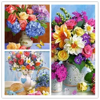 Полный 30X40CM 5D Diy Алмазная картина Цветок Пион Вышивка Крестом Домашний Декор Подарок ручной работы 1