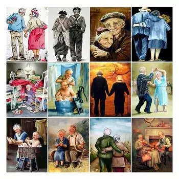 Полный 30X40CM 5D Diy Алмазная картина Милый старик Вышивка крестиком Домашний декор Подарок ручной работы 1