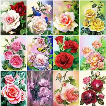 Полный 5D Алмазная картина Красивые цветы DIY Алмазная вышивка Алмазная мозаика Наборы для вышивки крестом Домашний декор Подарок Round 20x30cm