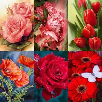 Полный 5D Алмазная картина Красная роза DIY Алмазная вышивка Алмазная мозаика Наборы для вышивки крестом Домашний декор Подарок Round 20x30cm