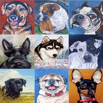 Полный 5D Алмазная картина Маленькая собачка DIY Алмазная вышивка Алмазная мозаика Наборы для вышивки крестом Домашний декор Подарок Round 20x30cm