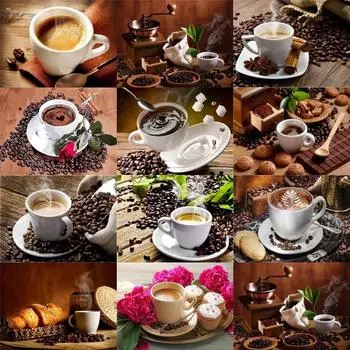 Полный 5D Алмазная картина Сладкий кофе DIY Алмазная вышивка Алмазная мозаика Наборы для вышивки крестом Домашний декор Подарок Round 20x30cm