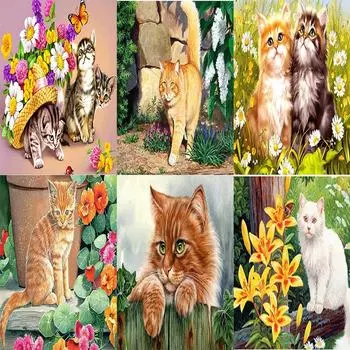 Полный 5D алмазная живопись цветок кот фея DIY Алмазная вышивка Алмазная мозаика наборы крестиков домашний декор подарок Round 20x30cm