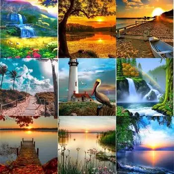Полный 5D алмазная живопись красивый пейзаж DIY Алмазная вышивка Алмазная мозаика наборы крестиков домашний декор подарок Round 20x30cm