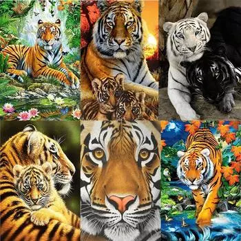 Полный 5D алмазная живопись свирепый тигр DIY Алмазная вышивка Алмазная мозаика наборы крестиков домашний декор подарок Round 20x30cm