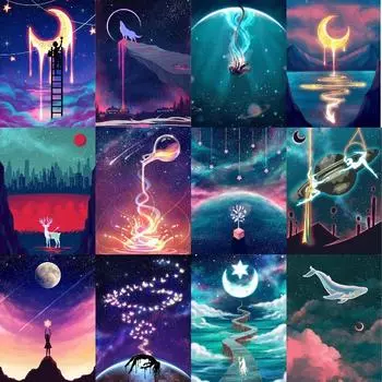 Полный 5D алмазная живопись Таинственная планета DIY Алмазная вышивка Алмазная мозаика Наборы для вышивки крестом Домашний Декор Подарок Round 20x30cm