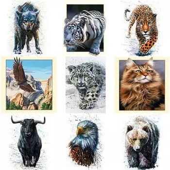 Полный 5D алмазов картина много животных DIY Алмазная вышивка Алмазная мозаика наборы крестиков домашний декор подарок Round 20x30cm