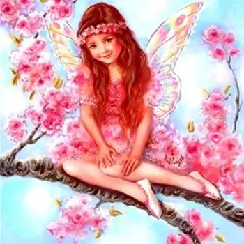 Полный 5D Diy Алмазная картина Анютины глазки Девушка Вышивка Крестом Домашний Декор Ручной подарок 25x25cm