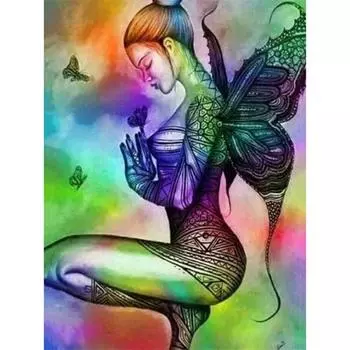 Полный 5D Diy Алмазная картина Бабочка Девушка Молится Вышивка Крестом Домашний Декор Подарок ручной работы 25x30cm