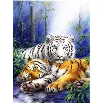 Полный 5D Diy Алмазная картина Бамбуковый лесной тигр Вышивка крестом Домашний декор Подарок ручной работы 25x30cm