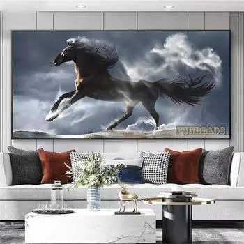 Полный 5D DIY Алмазная картина Бегущая лошадь Алмазная вышивка Мозаика Наборы вышивки крестом Домашний декор Подарки ручной работы Round 20x30cm