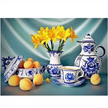 Полный 5D Diy Алмазная картина Белая фарфоровая ваза Вышивка крестиком Домашний декор Подарок ручной работы 25x30cm