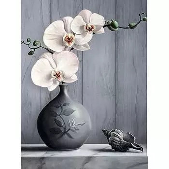 Полный 5D Diy Алмазная картина Белая орхидея Алмазная вышивка Полный лежал вышивка крестом Домашний декор Подарок ручной работы 20x30cm