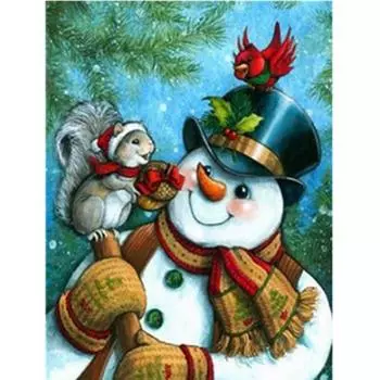 Полный 5D Diy Алмазная картина Белка и Снеговик Вышивка Крестом Домашний Декор Подарок ручной работы 20X25CM