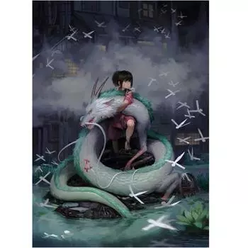 Полный 5D Diy Алмазная картина Белый дракон Алмазная вышивка Полный набор аниме Наборы для вышивки крестом Домашний декор Подарок ручной работы Round 20x30cm