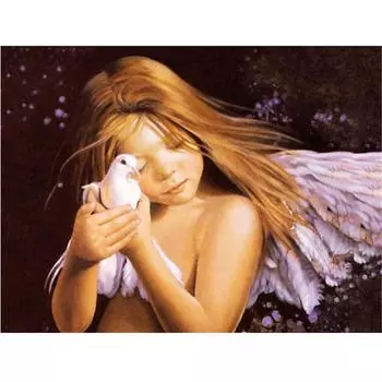 Полный 5D Diy Алмазная картина Белый голубь девушка Алмазная вышивка Полный набор аниме Наборы для вышивки крестом Домашний декор Подарок ручной работы Round 20x30cm