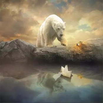 Полный 5D Diy Алмазная картина Белый медведь Пейзаж Вышивка Крестом Домашний Декор Подарок ручной работы 25x25cm