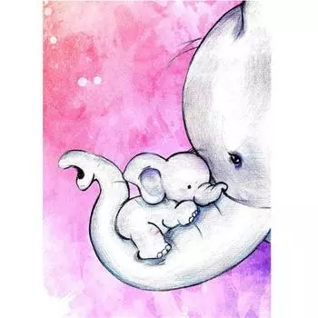 Полный 5D Diy Алмазная картина Белый слоненок Алмазная вышивка Полный набор аниме Наборы для вышивки крестом Домашний декор Подарок ручной работы Round 20x30cm