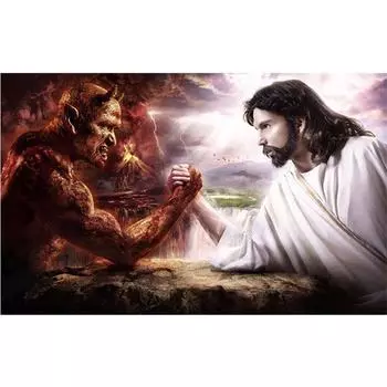 Полный 5D Diy Алмазная картина Бог и Демон Вышивка Крестом Домашний Декор Ручной Подарок 25x30cm