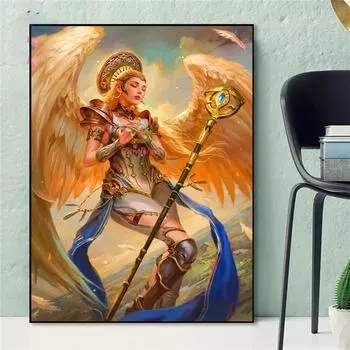 Полный 5D DIY Алмазная картина Богиня Скипетр Алмазная вышивка Мозаика Наборы вышивки крестом Домашний декор Подарки ручной работы Round 20x30cm