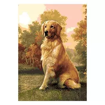 Полный 5D DIY Алмазная картина Большая желтая собака Алмазная вышивка Мозаика Наборы вышивки крестом Домашний декор Подарки ручной работы Round 20x30cm