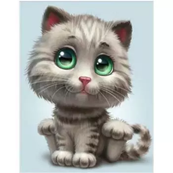 Полный 5D Diy Алмазная картина Большая голова котенка Вышивка Крестом Домашний декор Ручной подарок Подарок 20X25CM