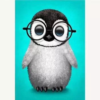 Полный 5D Diy Алмазная картина Большие глаза Пингвин Алмазная вышивка Полный вышивка крестом Домашний декор Подарок ручной работы 20x30cm